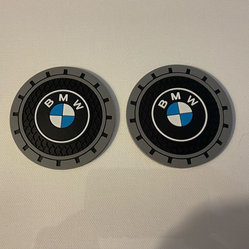 BMW Car Cup Coasters in Black and Gray Set of 2 NWT